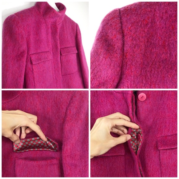 Giorgio Armani Pink Red Mohair Wool Jacket Size 46 - Picture 6 of 8